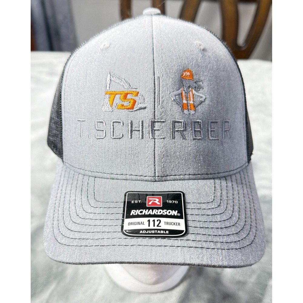 T Scherber Hat Cap Snap Back Mens One Size Gray Trucker Mesh Richardson 112
